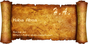 Haba Absa névjegykártya